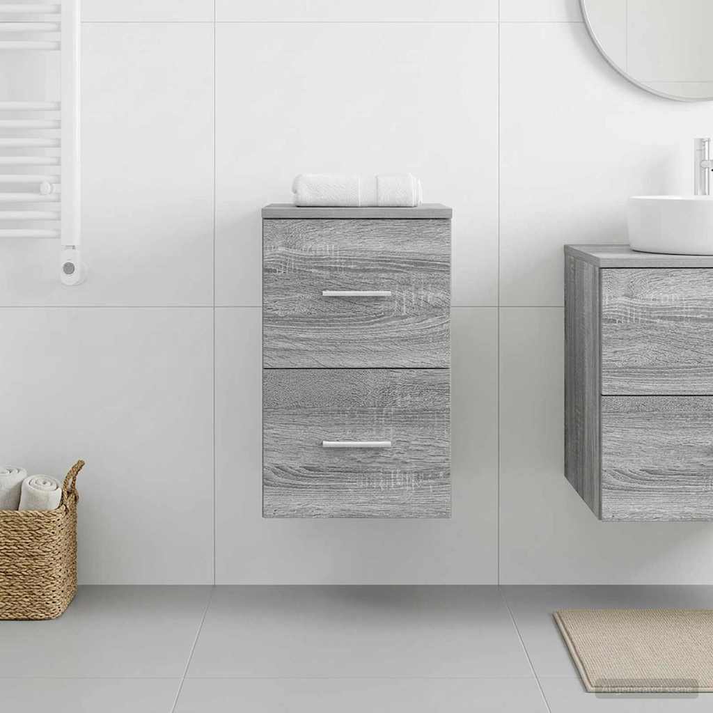 vidaXL Ντουλάπι Μπάνιου Ενδιάμεσο Γκρι Sonoma 30 x 44,5 x 50 εκ.