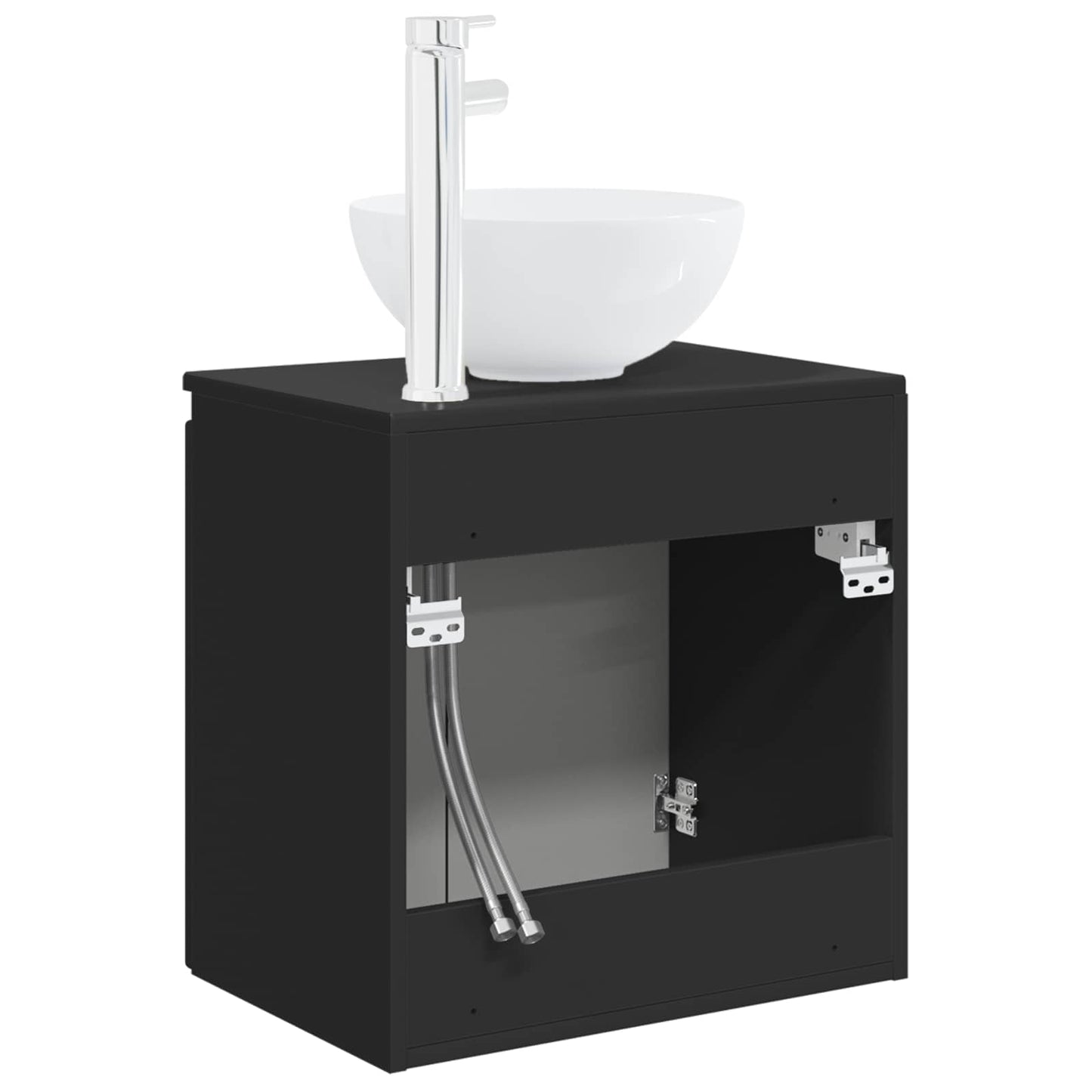 vidaXL Επιτοίχια Λεκάνη Έπιπλο Μαύρο 49,5 x 41 x 64,5 εκ