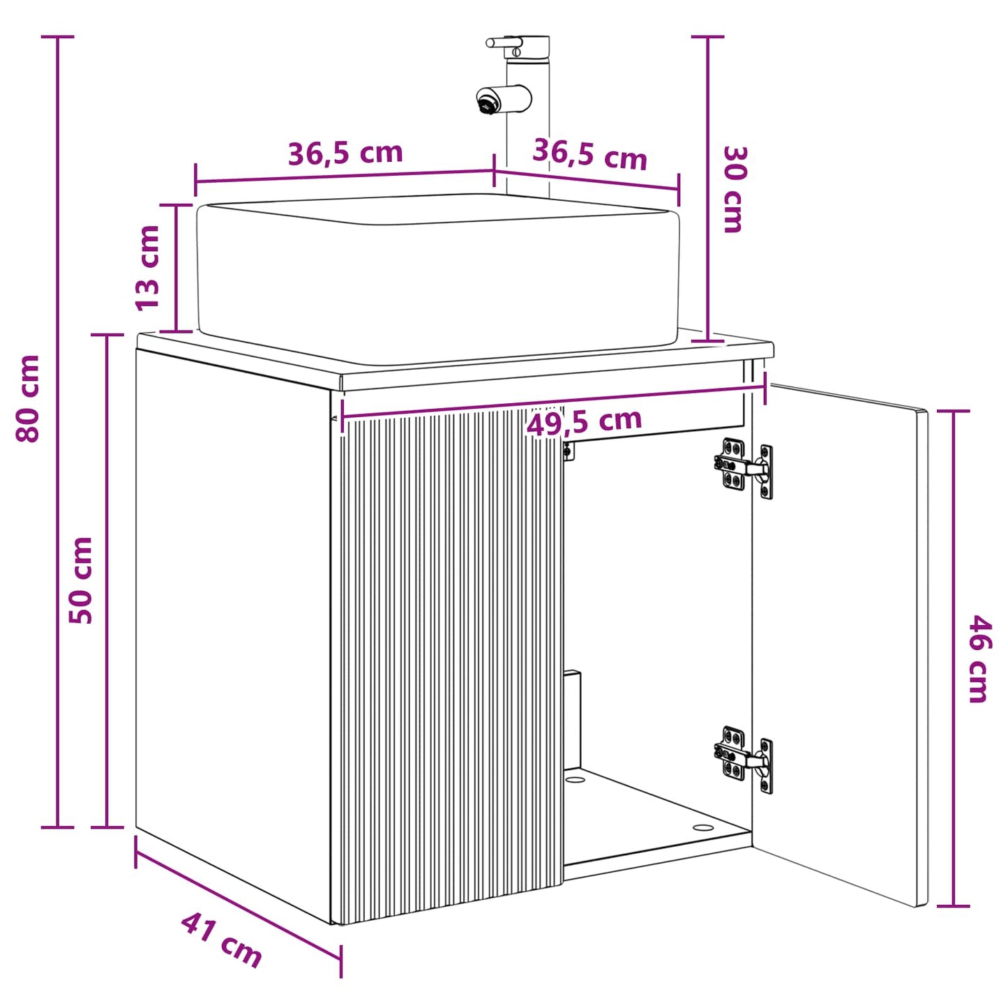 vidaXL Επιτοίχια Λεκάνη Έπιπλο Γκρι Sonoma 49,5 x 41 x 63 εκ