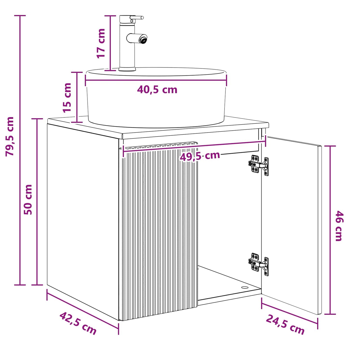 vidaXL Επιτοίχια Λεκάνη Έπιπλο Λευκό 49,5 x 44,5 x 65 εκ