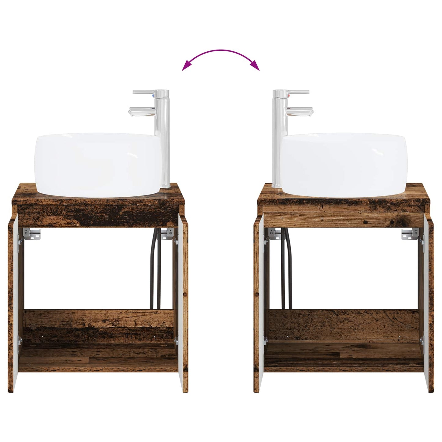 vidaXL Επιτοίχια Λεκάνη Έπιπλο Παλαιωμένο ξύλο 49,5 x 44,5 x 66 εκ
