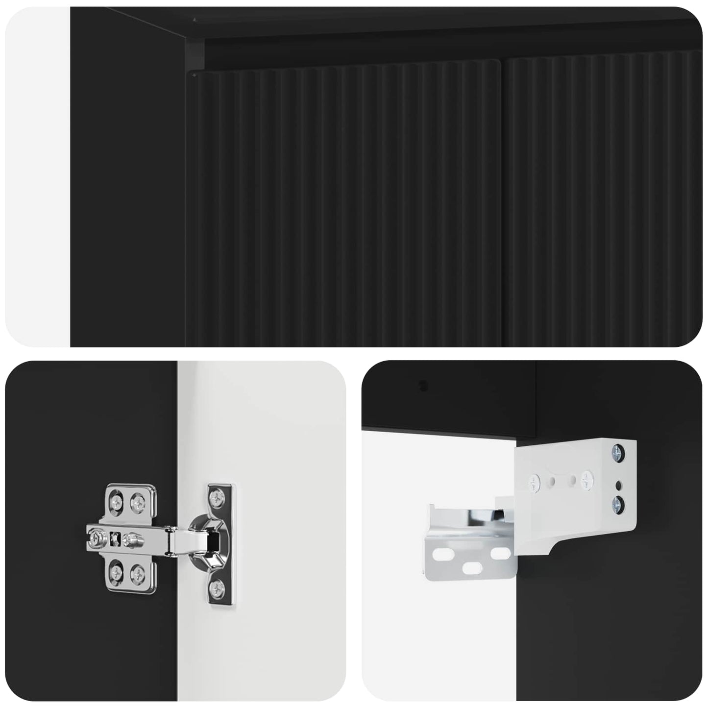 vidaXL Επιτοίχιος νιπτήρας βανίλιας Μαύρο 49,5 x 44,5 x 65,5 εκ
