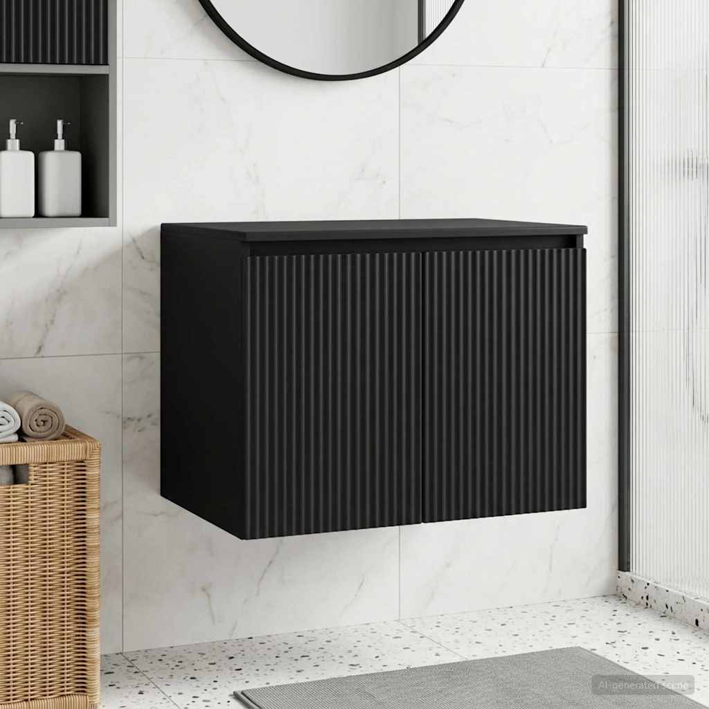vidaXL Τοίχου Ντουλάπα Μπάνιου Μαύρο 62,5 x 44,5 x 50 εκ.