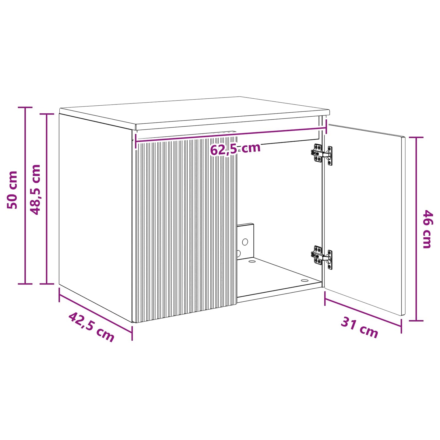 vidaXL Τοίχου Ντουλάπα Μπάνιου Γκρι Sonoma 62,5 x 44,5 x 50 εκ.