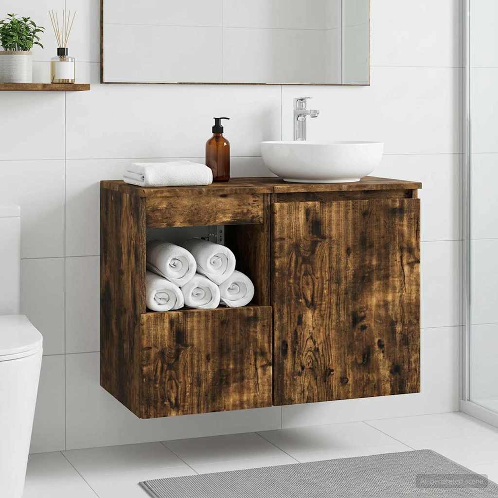 vidaXL Ντουλάπι Μπάνιου Καπνισμένο Ξύλο Δρυός 30 x 35 x 50 εκ.