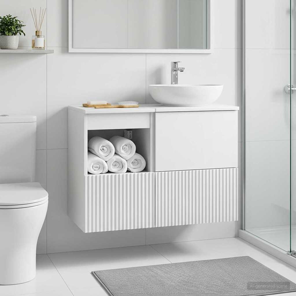 vidaXL Ντουλάπι Μπάνιου Γυαλιστερό Λευκό 30 x 41 x 50 εκ.