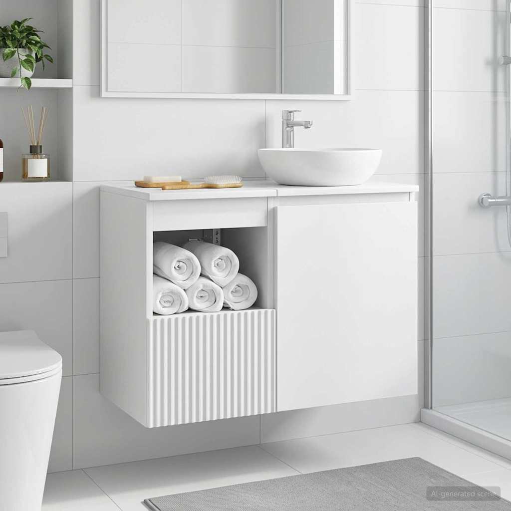 vidaXL Ντουλάπι Μπάνιου Λευκό 30 x 44,5 x 50 εκ. Επεξεργασμένο Ξύλο