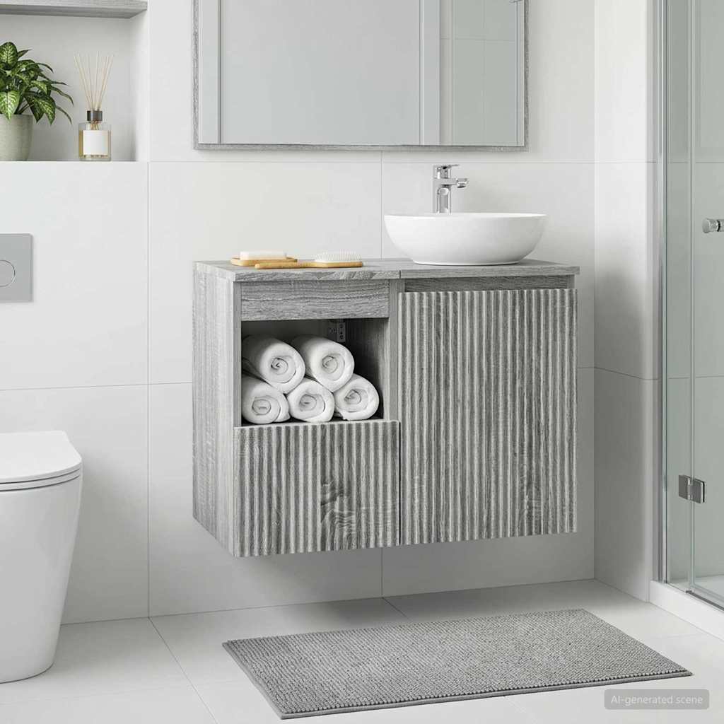 vidaXL Ντουλάπι Μπάνιου Γκρι Sonoma 30 x 44,5 x 50 εκ.