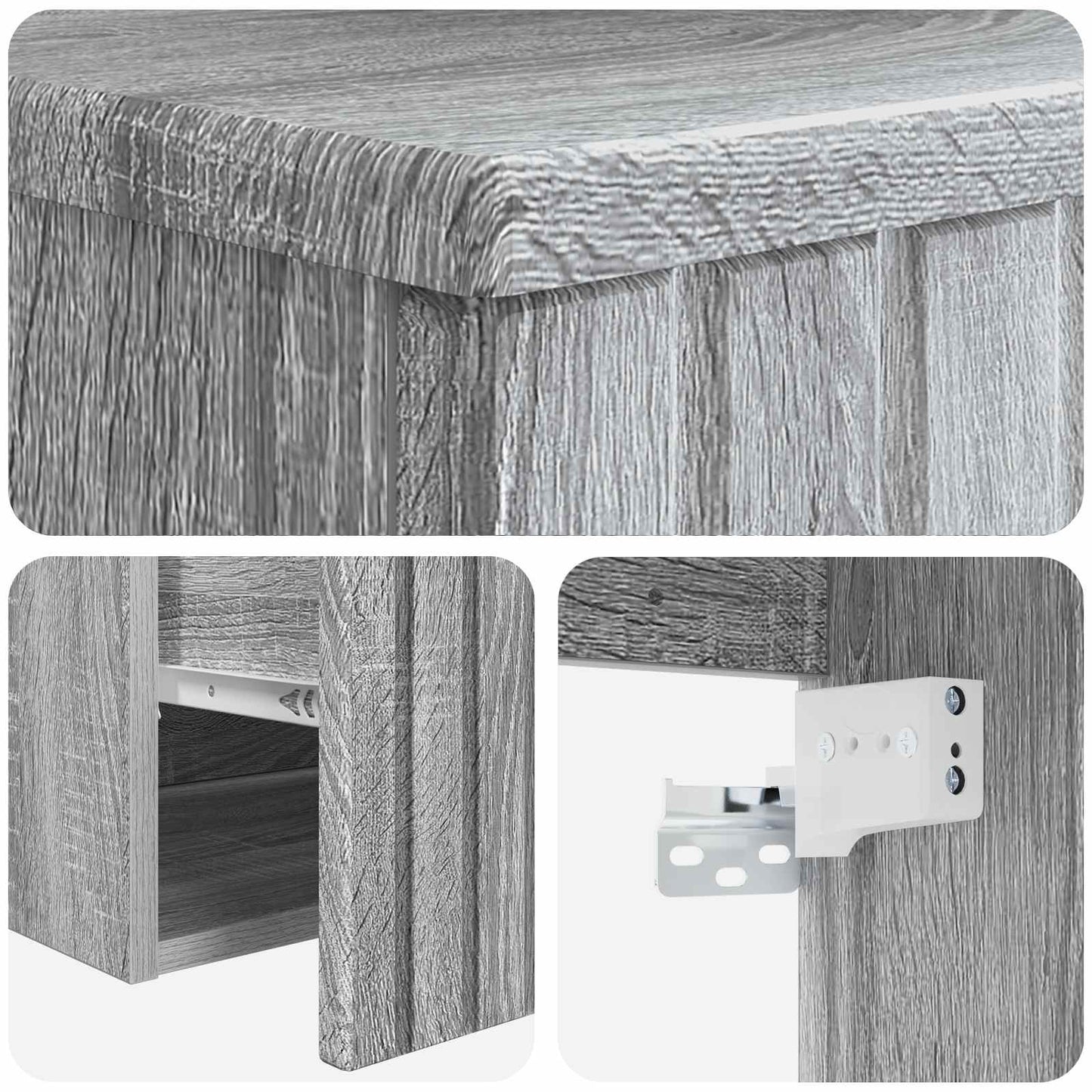 vidaXL Επιτοίχιος νιπτήρας βανίλιας Γκρι Sonoma 39 x 35 x 63 εκ