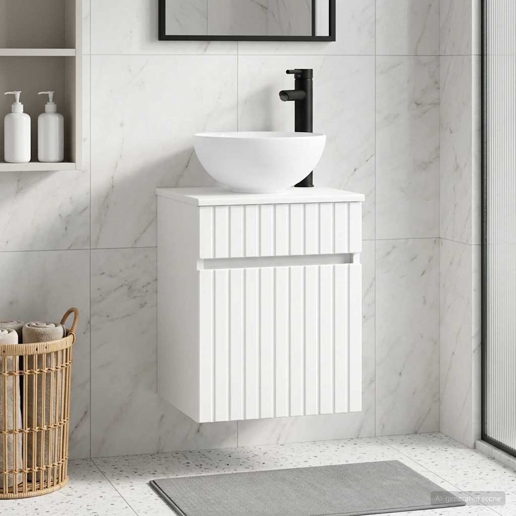 vidaXL Επιτοίχιος νιπτήρας βανίλιας Λευκό 39 x 41 x 64,5 εκ.