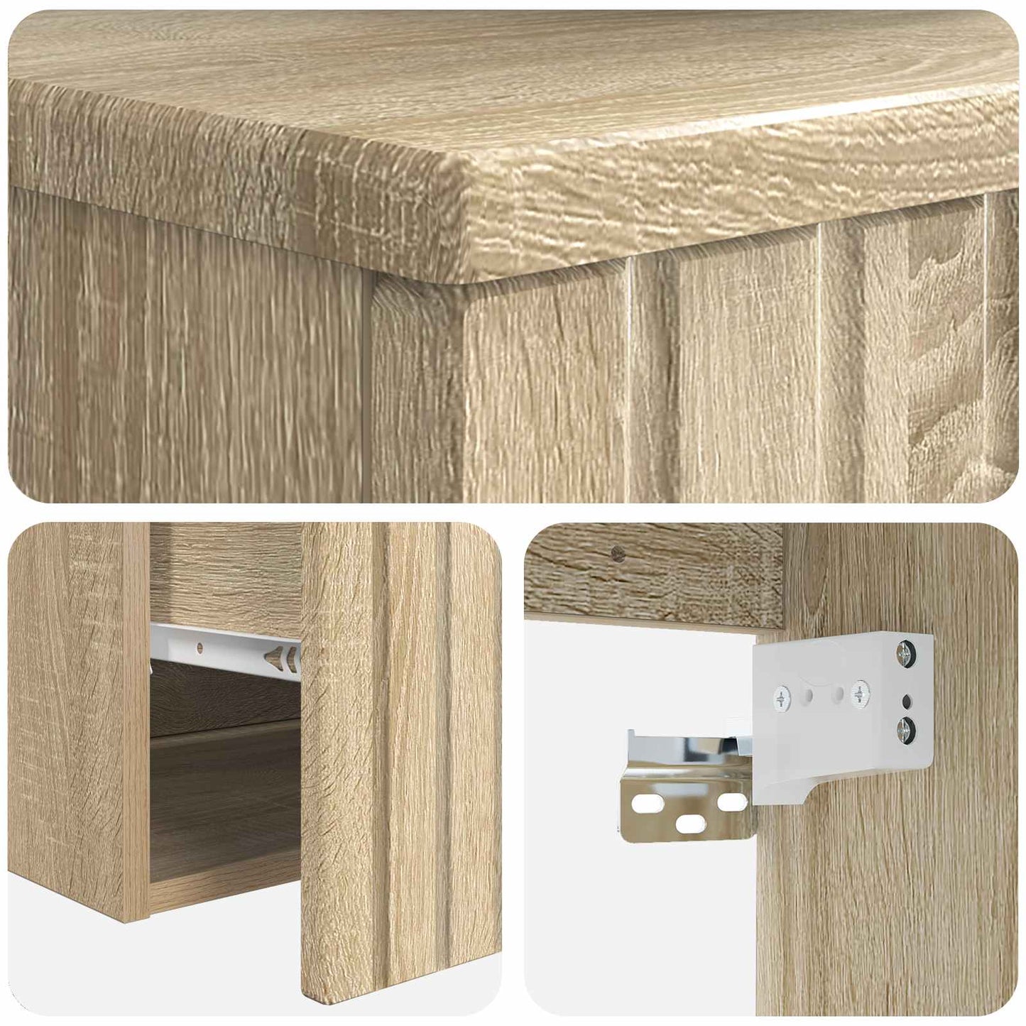 vidaXL Επιτοίχιος νιπτήρας βανίλιας Sonoma Δρυς 39 x 41 x 64,5 εκ.