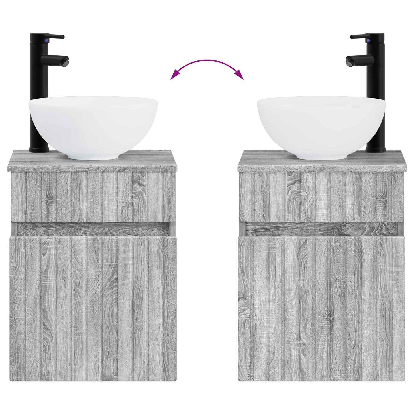 vidaXL Επιτοίχιος νιπτήρας βανίλιας Γκρι Sonoma 39 x 41 x 64,5 εκ.