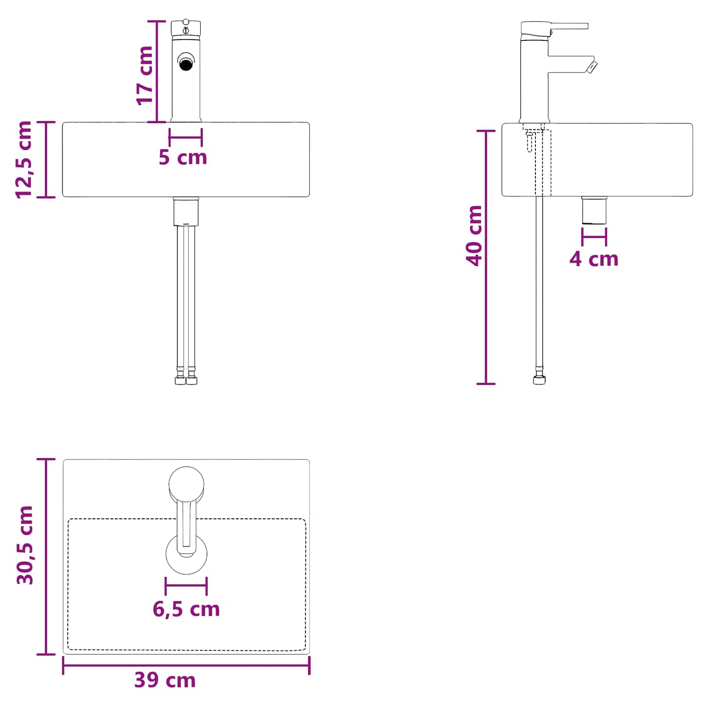 vidaXL Νιπτήρας Τοίχου Παλαιωμένο ξύλο 39 x 41 x 62,5 εκ