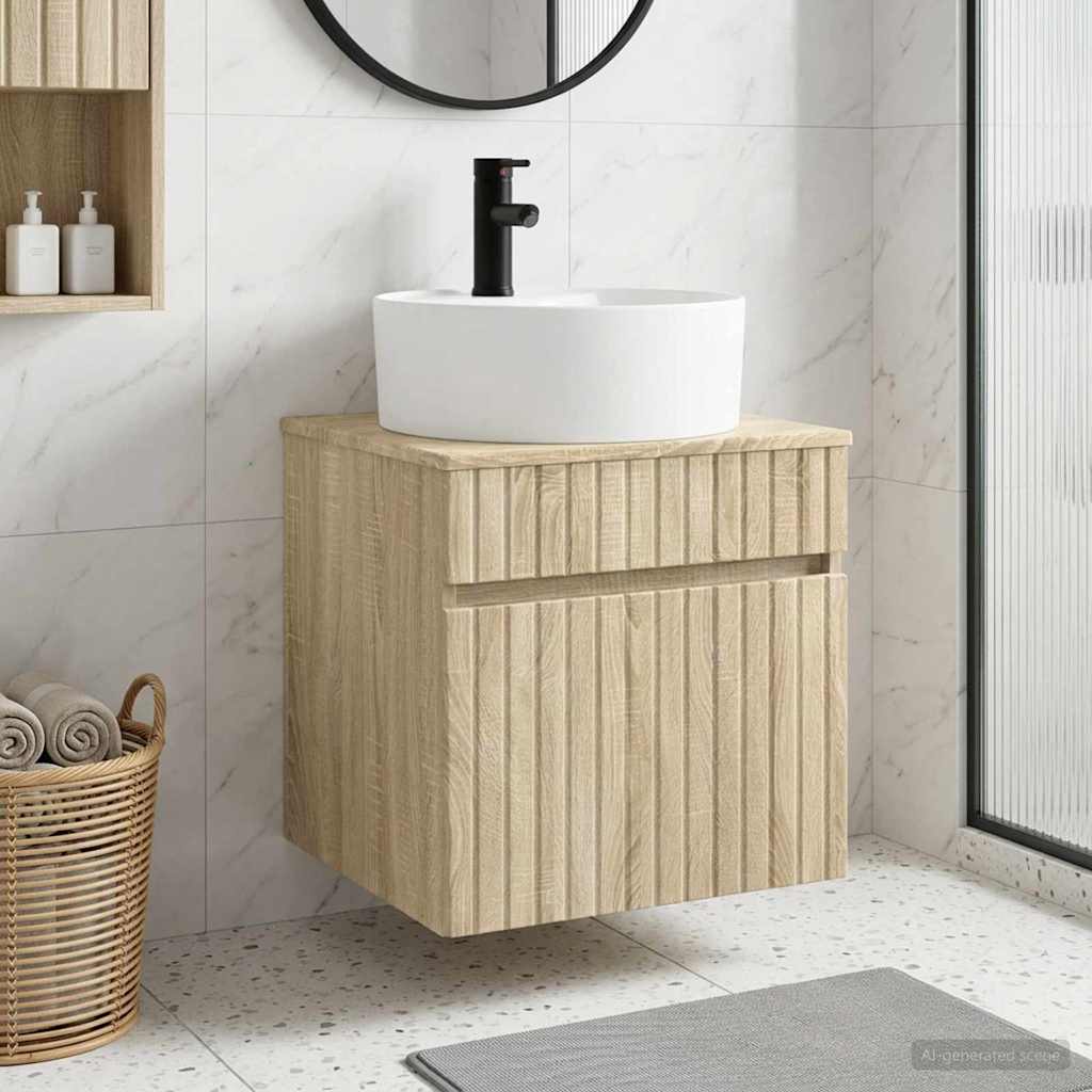 vidaXL Επιτοίχιος νιπτήρας βανίλιας Sonoma Δρυς 49 x 44,5 x 65 εκ