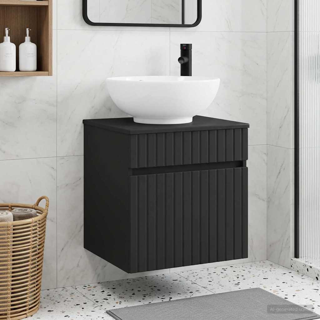 vidaXL Επιτοίχιος νιπτήρας βανίλιας Μαύρο 49 x 44,5 x 66,5 εκ