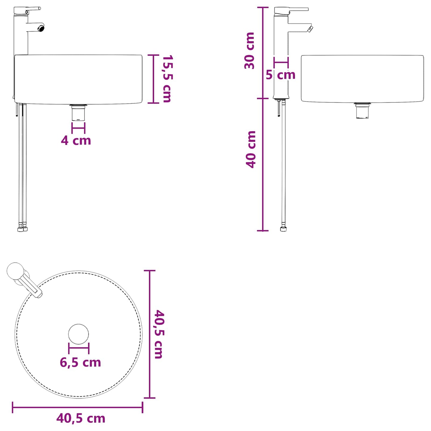 vidaXL Επιτοίχιος νιπτήρας βανίλιας Γκρι Sonoma 49 x 44,5 x 65,5 εκ