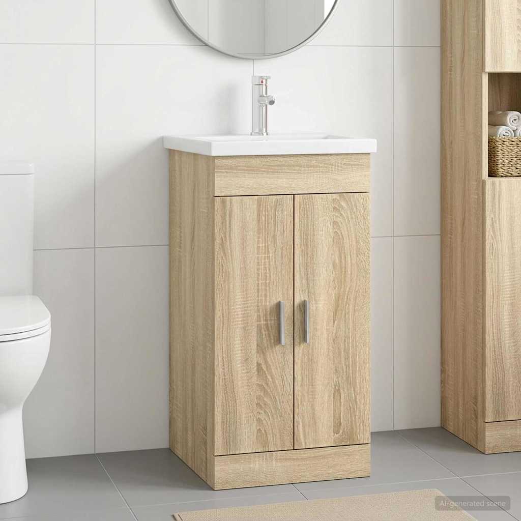vidaXL Καθρέφτης μπάνιου με νιπτήρα Sonoma Δρυς 42 x 40 x 84,5 εκ