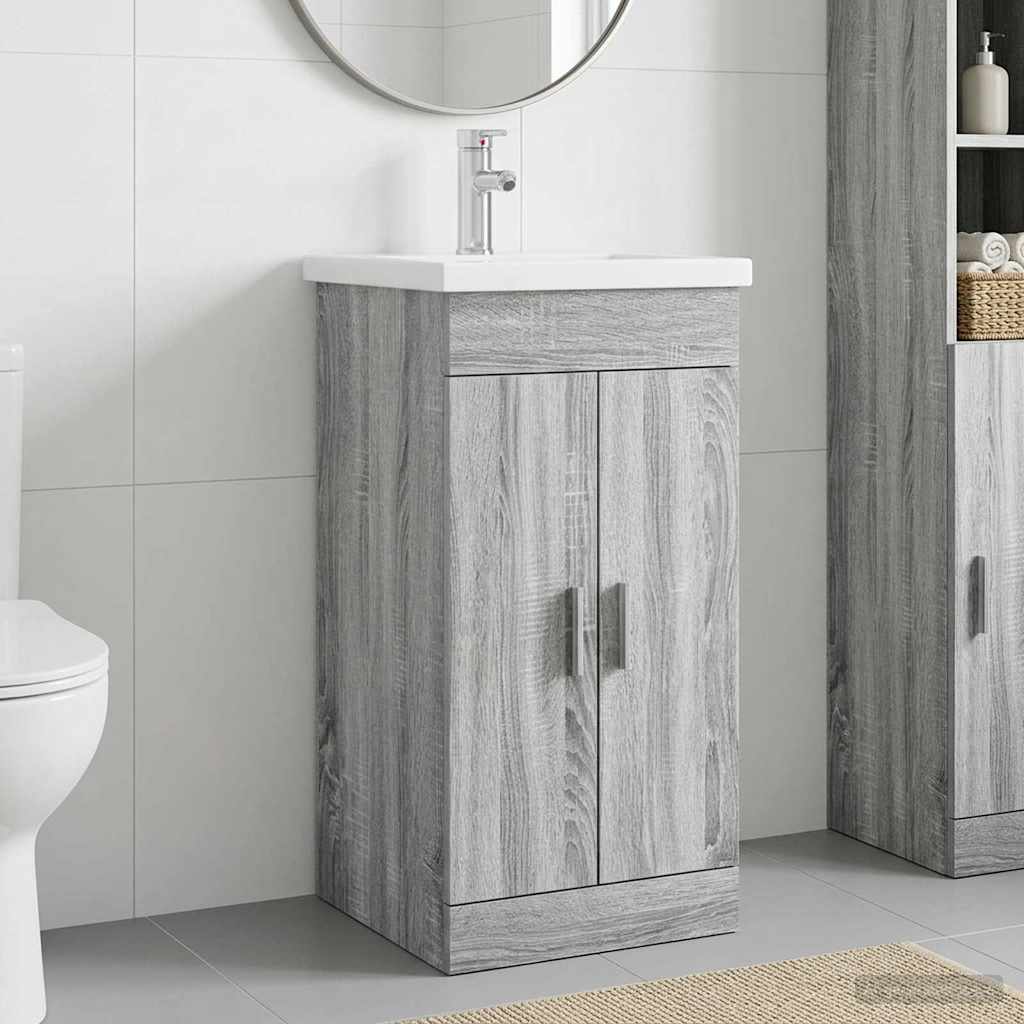vidaXL Καθρέφτης μπάνιου με νιπτήρα Γκρι Sonoma 42 x 40 x 84,5 εκ