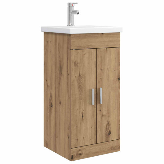 vidaXL Καθρέφτης μπάνιου με νιπτήρα Artisan Δρυς 42 x 40 x 84,5 εκ