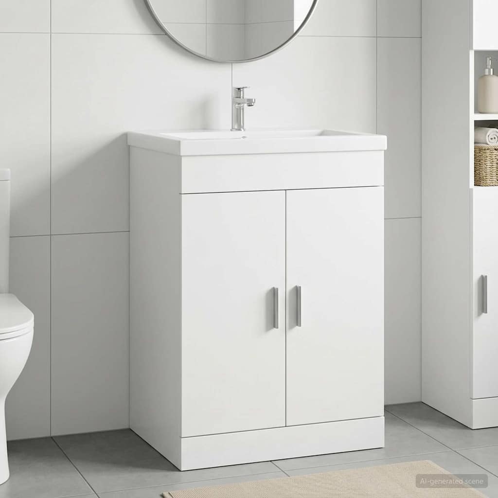 vidaXL Ντουλάπι Κάτω από τον Νιπτήρα Λευκό 56 x 37,5 x 81 εκ