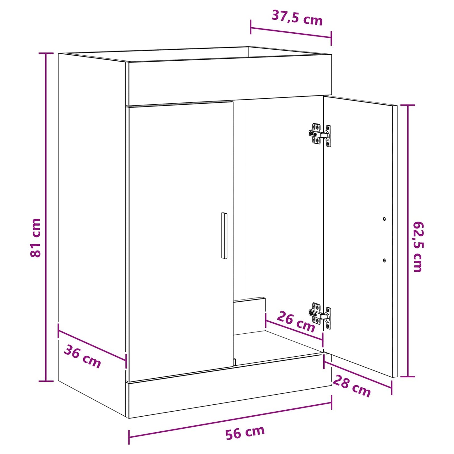 vidaXL Ντουλάπι Κάτω από τον Νιπτήρα Λευκό 56 x 37,5 x 81 εκ