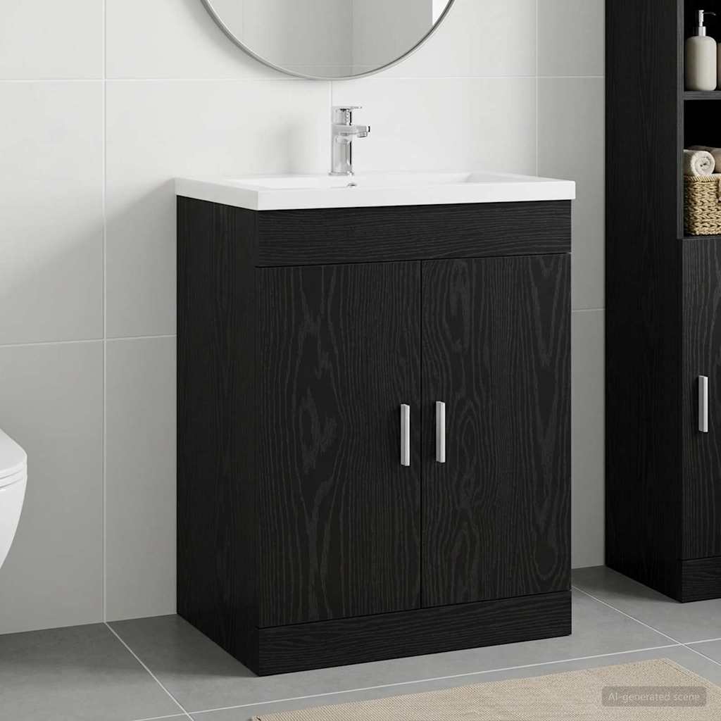 vidaXL Ντουλάπι Κάτω από τον Νιπτήρα Μαύρη Δρυς 78,5 x 37,5 x 81 εκ