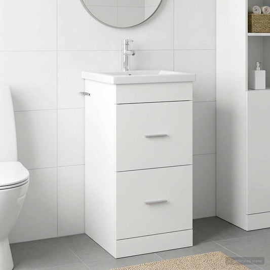 vidaXL Καθρέφτης μπάνιου με νιπτήρα Λευκό 42 x 40 x 84,5 εκ