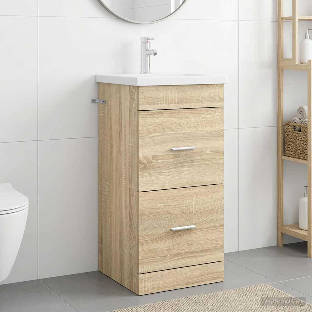 vidaXL Καθρέφτης μπάνιου με νιπτήρα Sonoma Δρυς 42 x 40 x 84,5 εκ