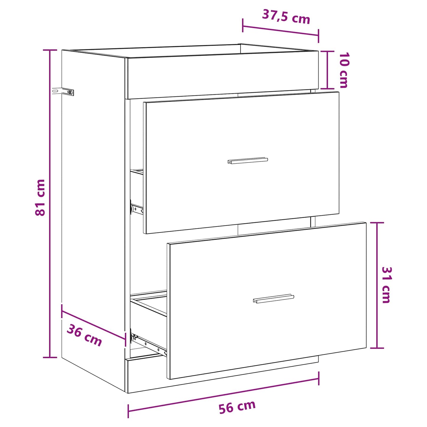 vidaXL Ντουλάπι Κάτω από τον Νιπτήρα Λευκό 56 x 37,5 x 81 εκ