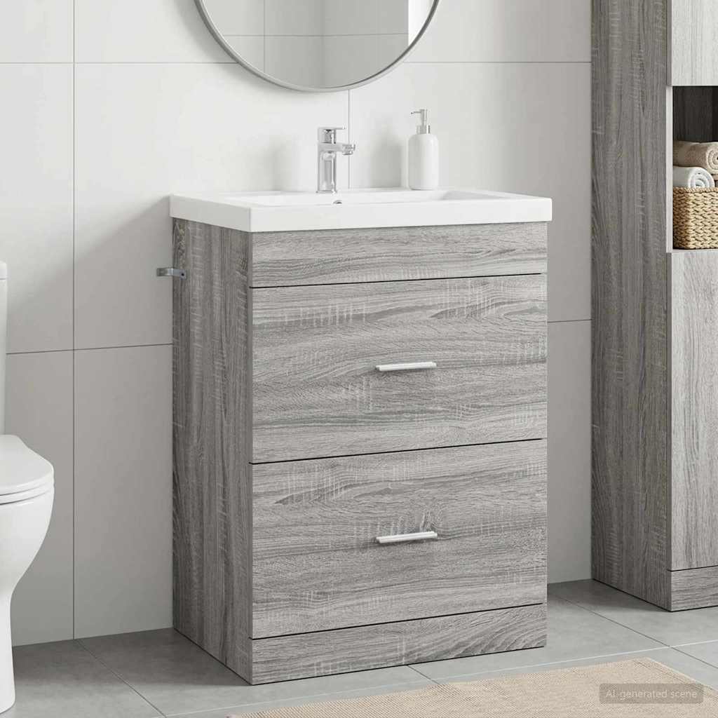 vidaXL Ντουλάπι Κάτω από τον Νιπτήρα Γκρι Sonoma 56 x 37,5 x 81 εκ