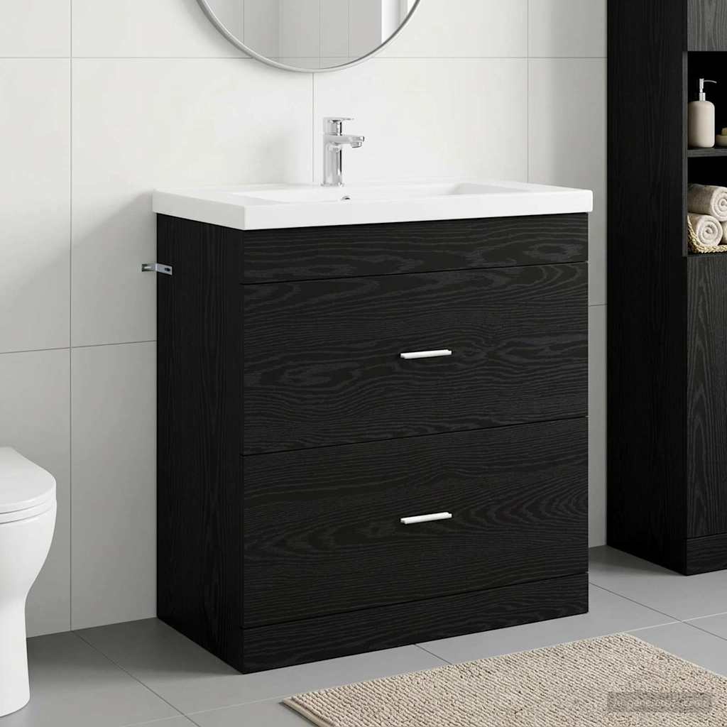 vidaXL Ντουλάπι Κάτω από τον Νιπτήρα Μαύρη Δρυς 78,5 x 37,5 x 81 εκ