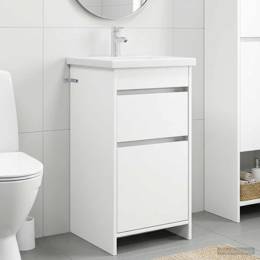 vidaXL Καθρέφτης μπάνιου με νιπτήρα Λευκό 42 x 40 x 84,5 εκ