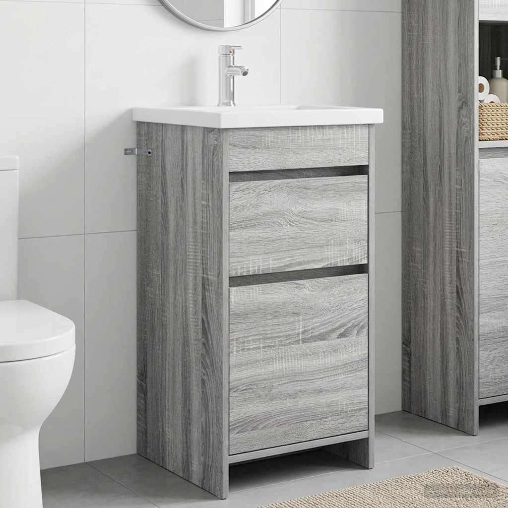 vidaXL Καθρέφτης μπάνιου με νιπτήρα Γκρι Sonoma 42 x 40 x 84,5 εκ