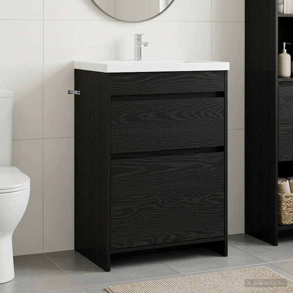 vidaXL Ντουλάπι Κάτω από τον Νιπτήρα Μαύρη Δρυς 56 x 37,5 x 81 εκ