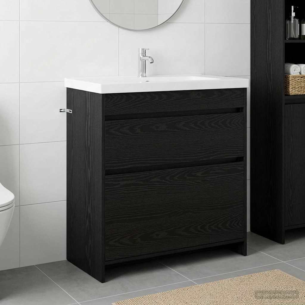 vidaXL Ντουλάπι Κάτω από τον Νιπτήρα Μαύρη Δρυς 78,5 x 37,5 x 81 εκ