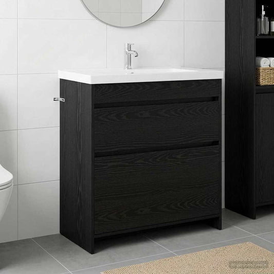 vidaXL Ντουλάπι Κάτω από τον Νιπτήρα Μαύρη Δρυς 78,5 x 37,5 x 81 εκ