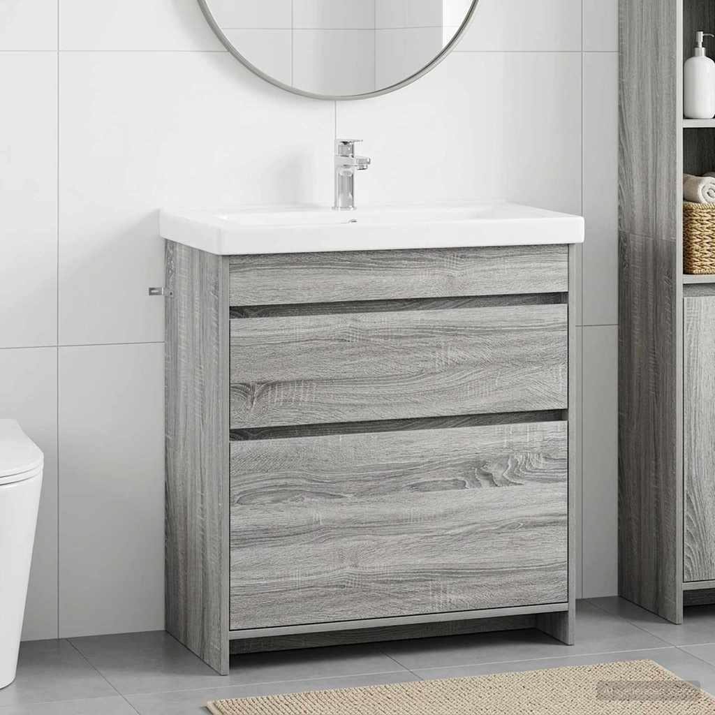 vidaXL Ντουλάπι Κάτω από τον Νιπτήρα Γκρι Sonoma 78,5 x 37,5 x 81 εκ
