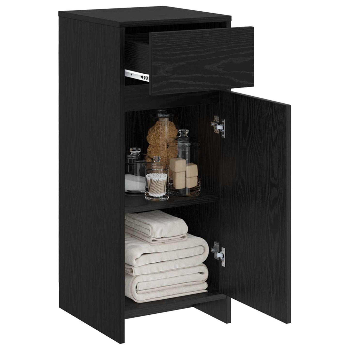 vidaXL Ντουλάπι Μπάνιου Μαύρη Δρυς 35 x 36,5 x 85 εκ.