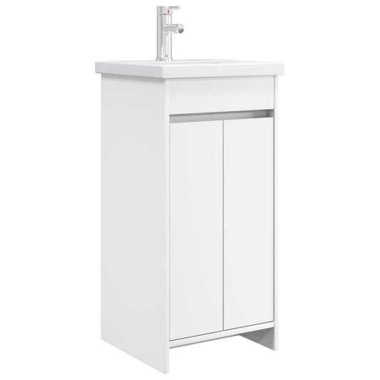 vidaXL Καθρέφτης μπάνιου με νιπτήρα Λευκό 42 x 40 x 84,5 εκ