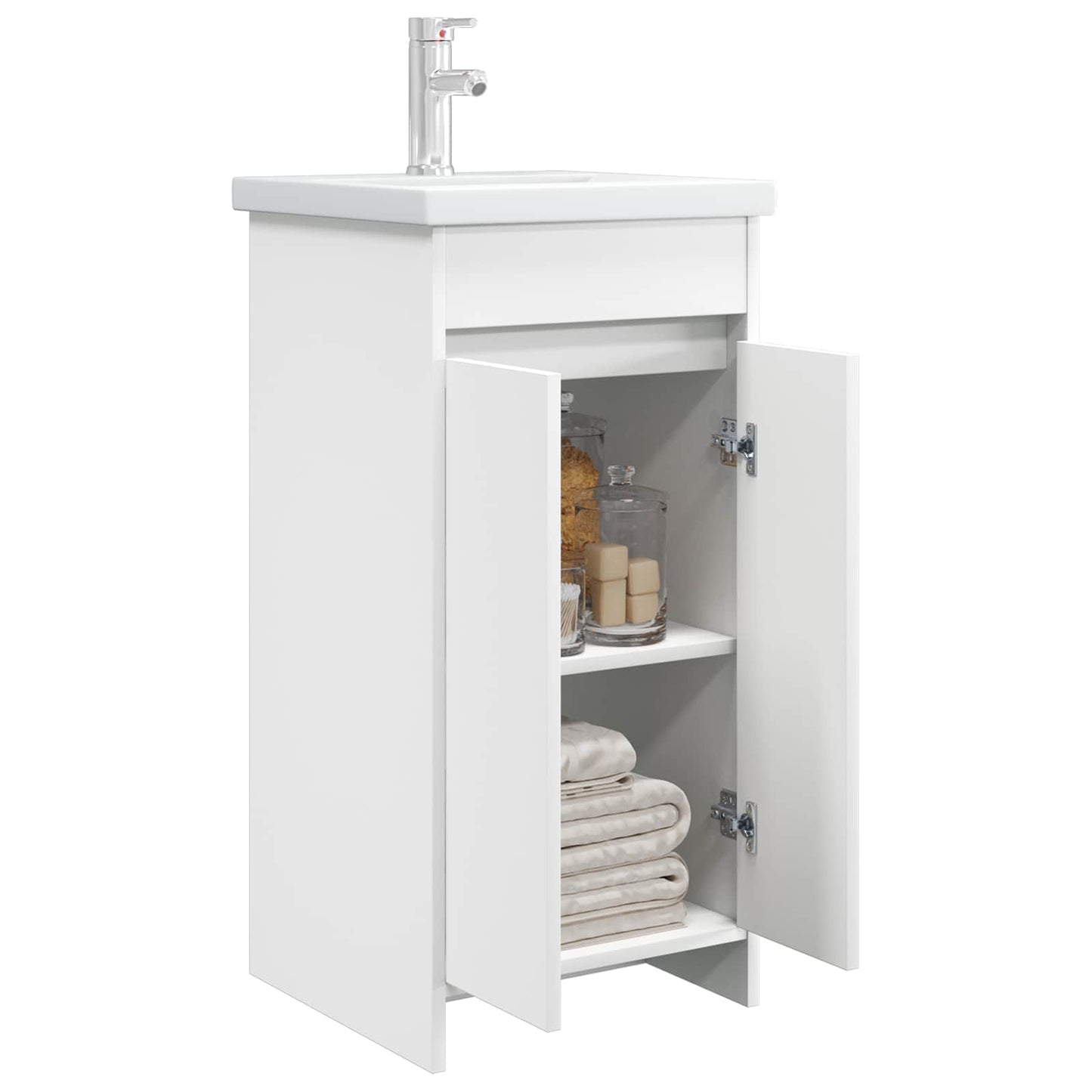 vidaXL Καθρέφτης μπάνιου με νιπτήρα Λευκό 42 x 40 x 84,5 εκ