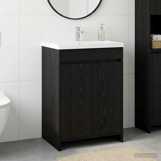 vidaXL Ντουλάπι Κάτω από τον Νιπτήρα Μαύρη Δρυς 56 x 37,5 x 81 εκ