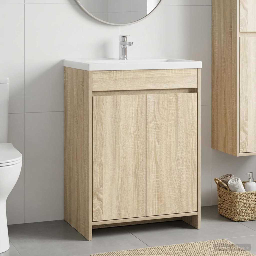 vidaXL Ντουλάπι Κάτω από τον Νιπτήρα Sonoma Δρυς 56 x 37,5 x 81 εκ