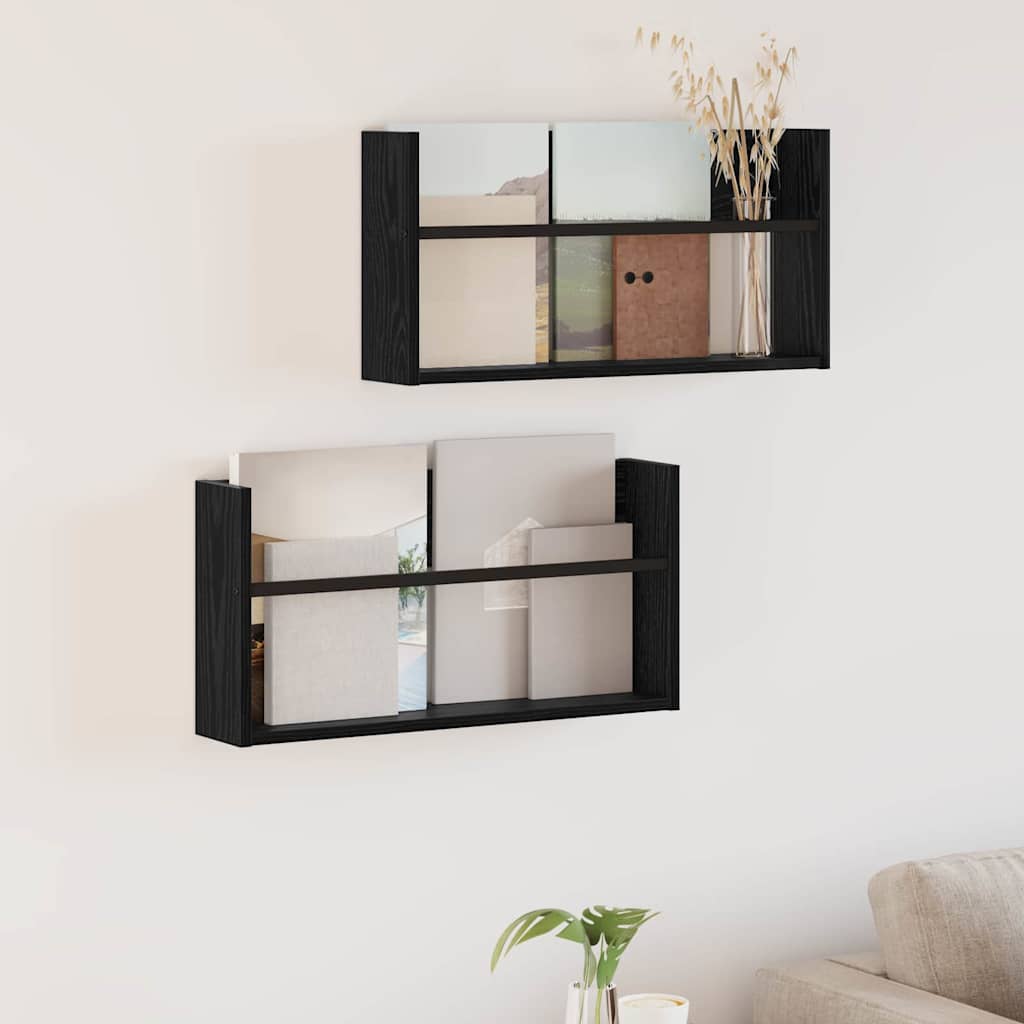 vidaXL Ράφι Περιοδικών με ράφι 2 pcs Μαύρη Οξυά 60 x 12 x 30 εκ
