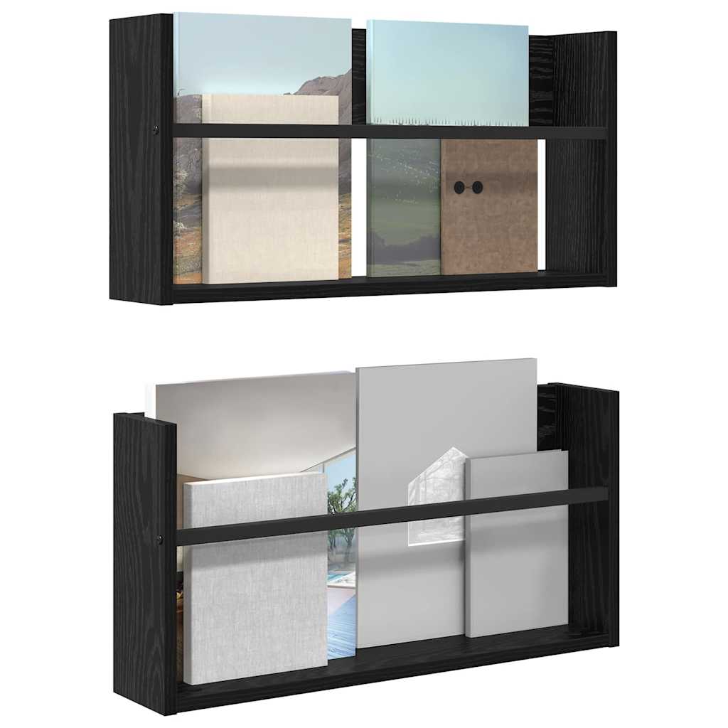 vidaXL Ράφι Περιοδικών με ράφι 2 pcs Μαύρη Οξυά 60 x 12 x 30 εκ