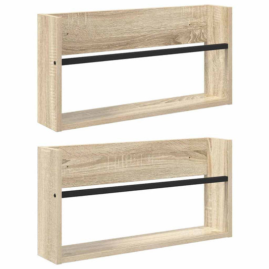 vidaXL Ράφι Περιοδικών με ράφι 2 pcs Δρύς Sonoma 60 x 12 x 30 εκ