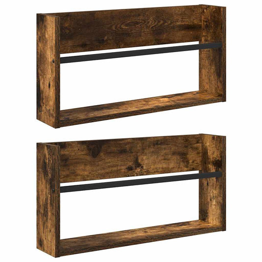 vidaXL Ράφι Περιοδικών με ράφι 2 pcs Καπνιστό Δρύς 60 x 12 x 30 εκ