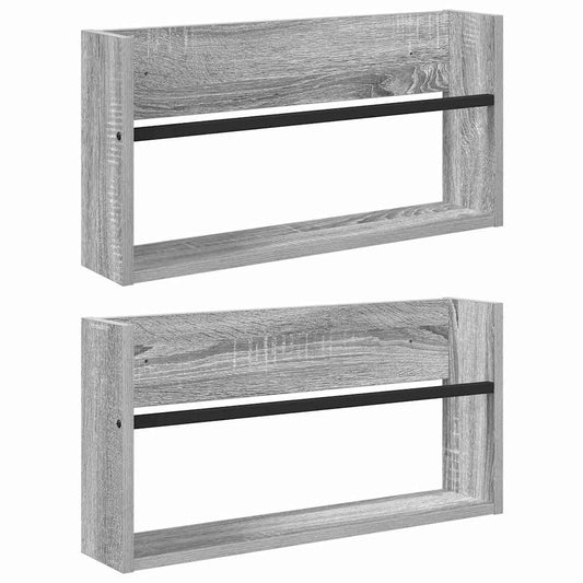 vidaXL Ράφι Περιοδικών με ράφι 2 pcs Γκρίζο Σονομα 60 x 12 x 30 εκ