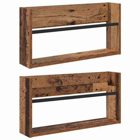 vidaXL Ράφι Περιοδικών με ράφι 2 pcs Παλιό ξύλο 60 x 12 x 30 εκ
