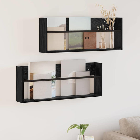 vidaXL Ράφι Περιοδικών με ράφι 2 pcs Μαύρη Οξυά 80 x 12 x 30 εκ