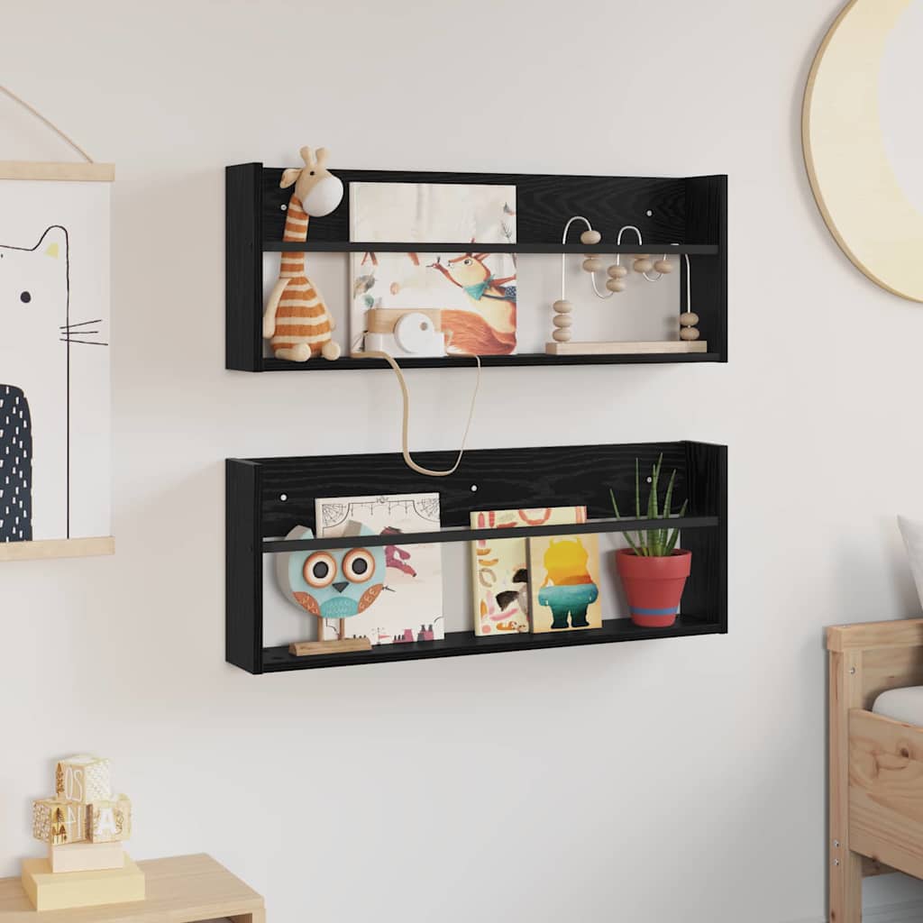 vidaXL Ράφι Περιοδικών με ράφι 2 pcs Μαύρη Οξυά 80 x 12 x 30 εκ